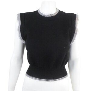 Strut & Bolt Black White Sleeveless Pointelle Knit Sweater Top